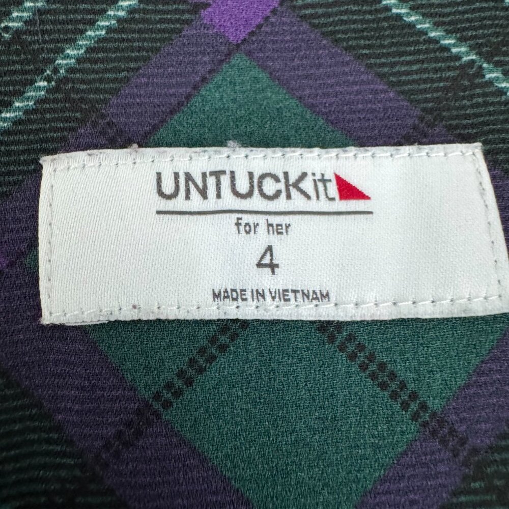 UNTUCKit Janice Plaid Shirt Dress Pleated Button Front Preppy Size 4 - Picture 5 of 12